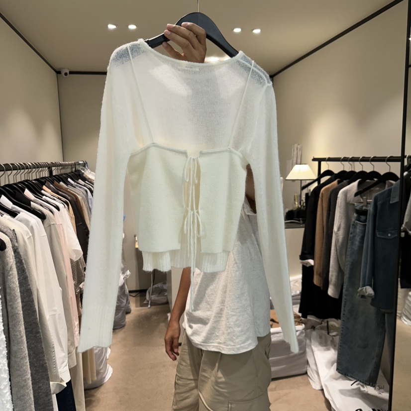 RE STOCK韓國直郵㊣女裝新品休閑吊帶背心不含內搭安哥拉緊身RE STOCK吊帶/背心