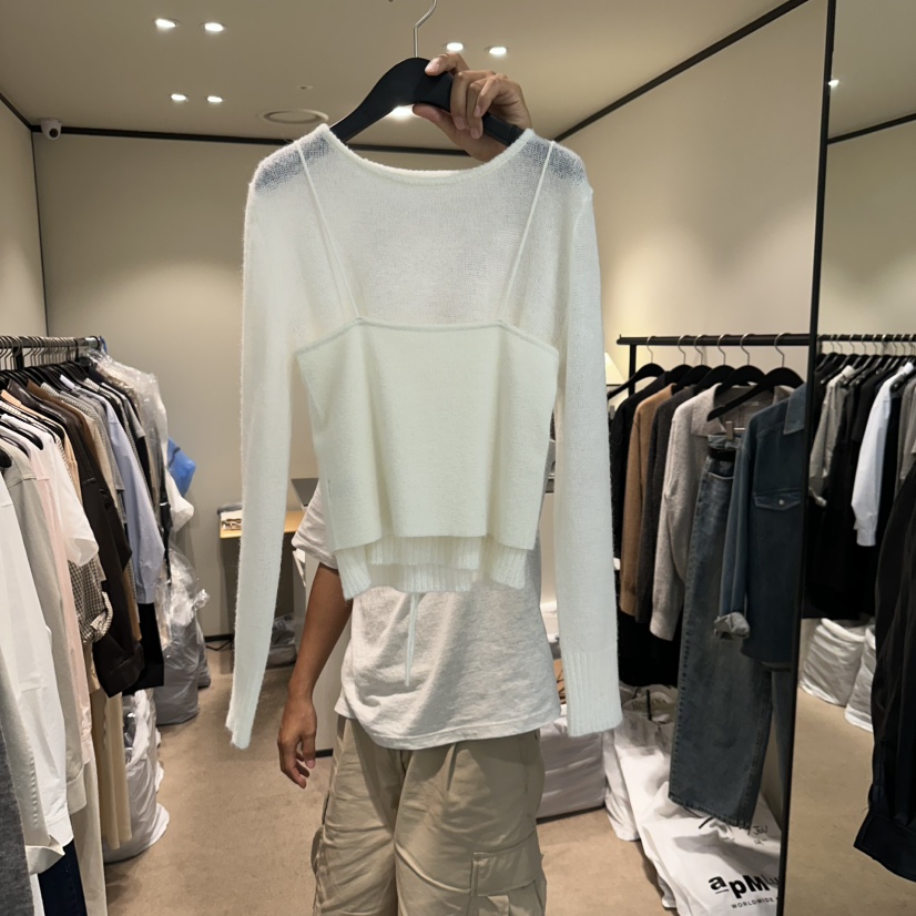 RE STOCK韓國直郵㊣女裝新品休閑吊帶背心不含內搭安哥拉緊身RE STOCK吊帶/背心圖色2