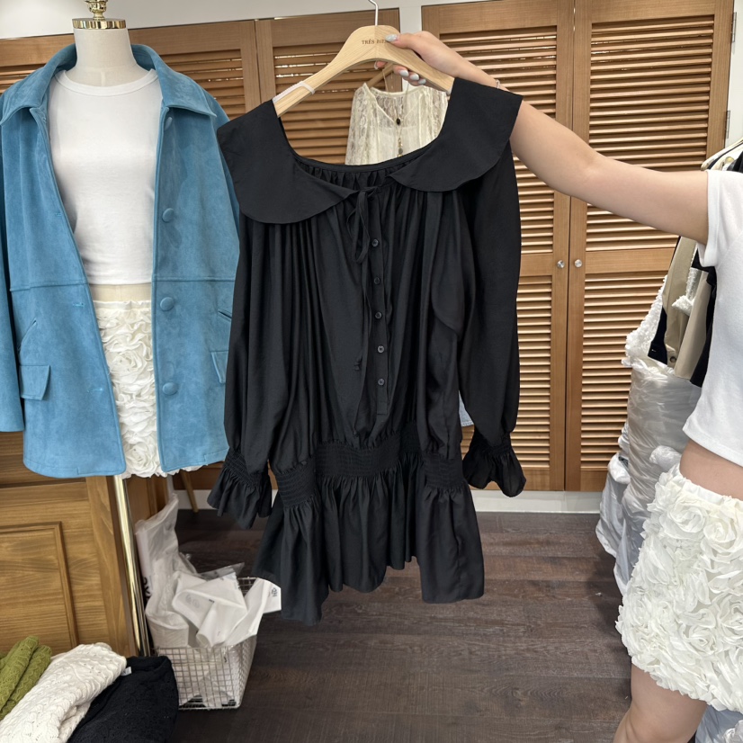 TRES BIEN東大門㊣直郵女裝新款職業連衣裙不含脖帶荷葉邊TRES BIEN連衣裙圖色3