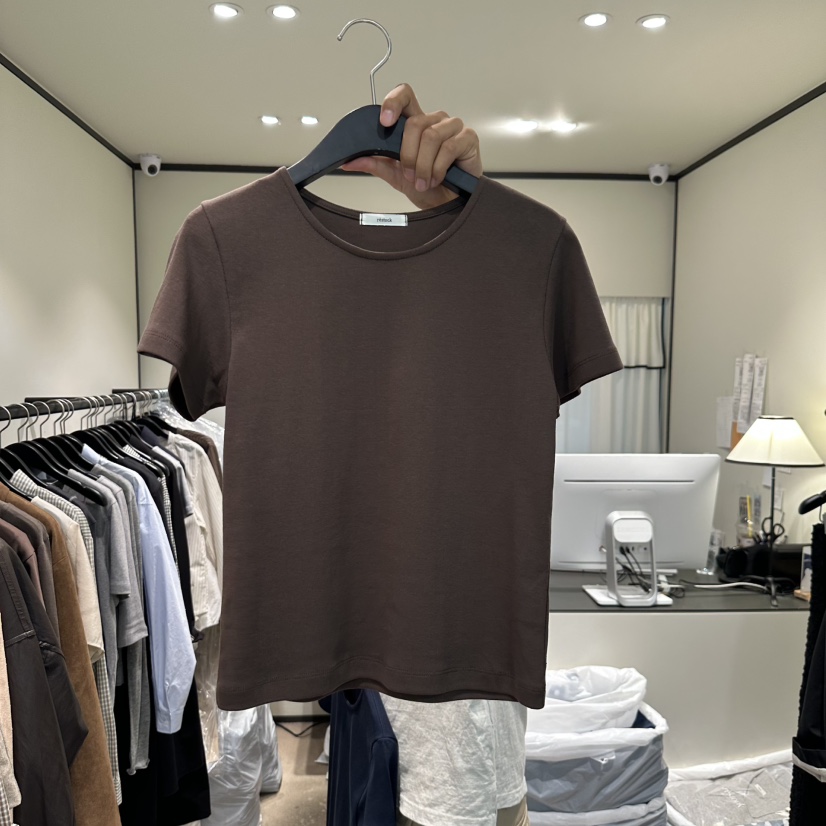 RE STOCK韓國代購㊣女士新品人氣時尚真品休閑T恤不含吊帶RE STOCKT恤圖色3