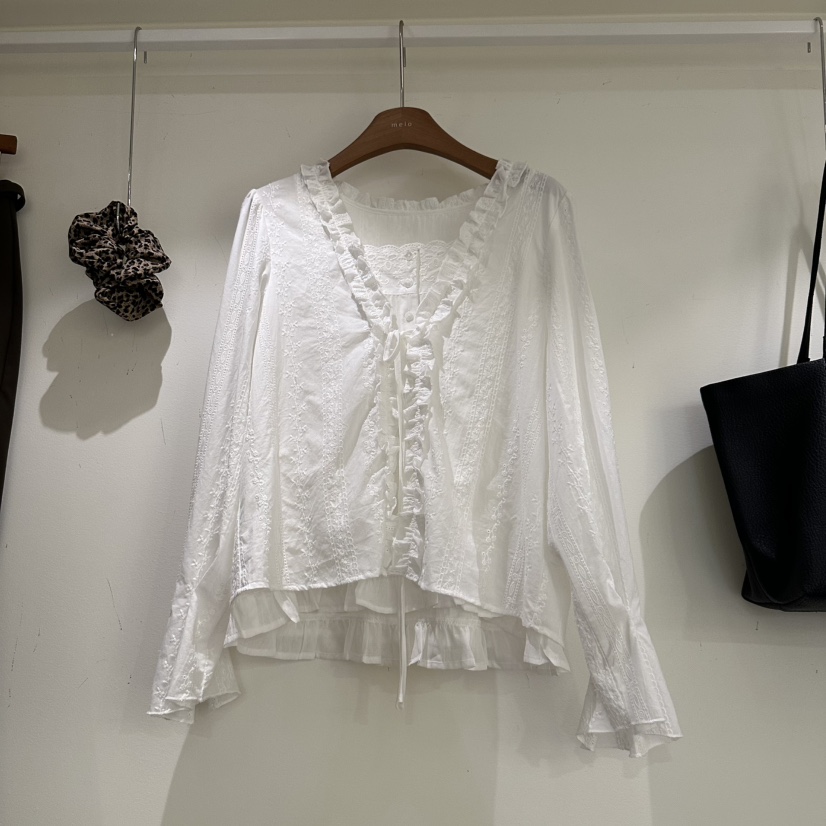 MELO東大門㊣直郵女裝新品時尚熱賣真品人氣休閑襯衫蕾絲衫MELO襯衫/蕾絲衫圖色1