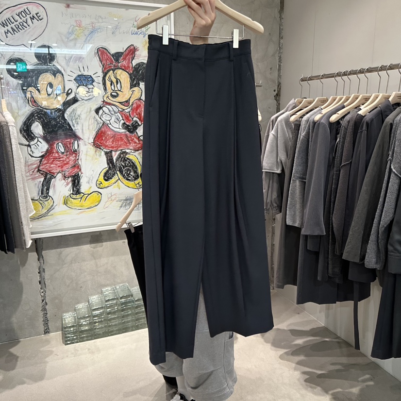 LAMAGIEPIE韓國代購㊣女裝新品熱賣25秋冬真品職業休閑休閑褲LAMAGIE GREY休閑褲圖色2墨色