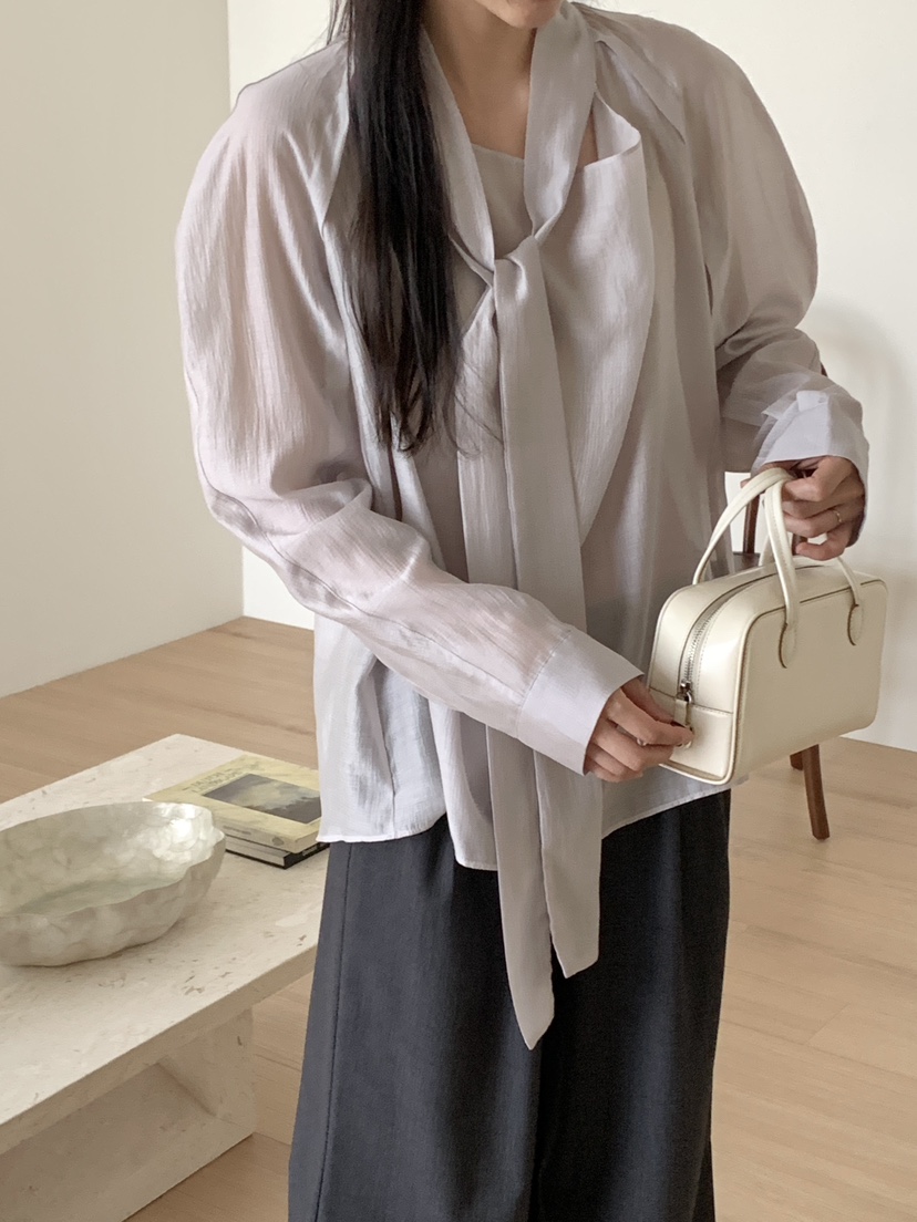 SANTAL東大門㊣實拍女士新品職業25秋冬時尚人氣襯衫蕾絲衫SANTAL襯衫/蕾絲衫