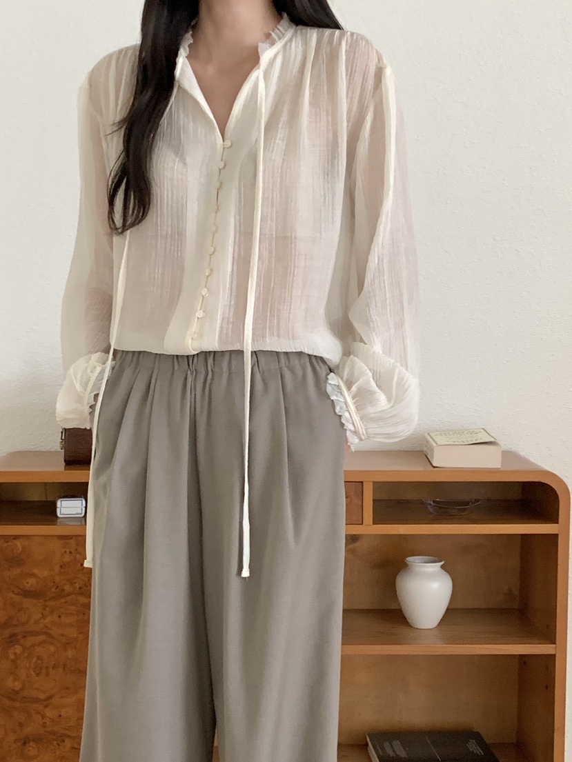 SANTAL韓國直郵㊣女士新品人氣推薦休閑熱賣職業襯衫蕾絲衫SANTAL襯衫/蕾絲衫