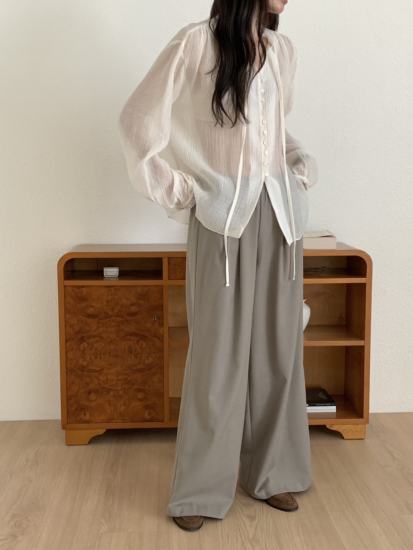 SANTAL韓國直郵㊣女士新品人氣推薦休閑熱賣職業襯衫蕾絲衫SANTAL襯衫/蕾絲衫