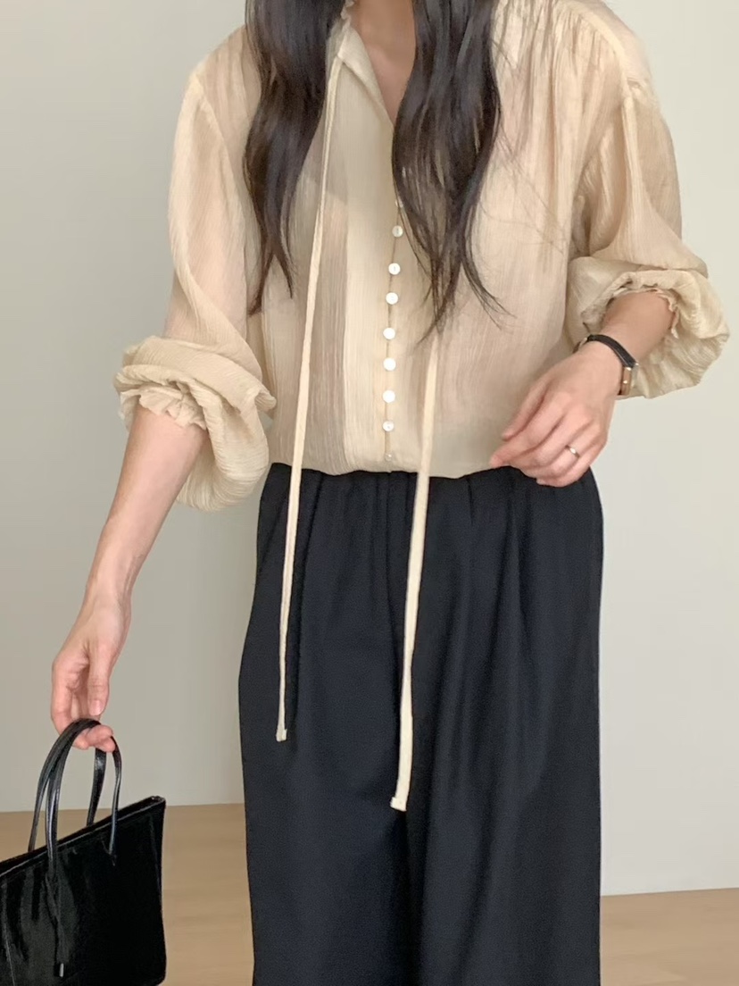 SANTAL韓國直郵㊣女士新品人氣推薦休閑熱賣職業襯衫蕾絲衫SANTAL襯衫/蕾絲衫