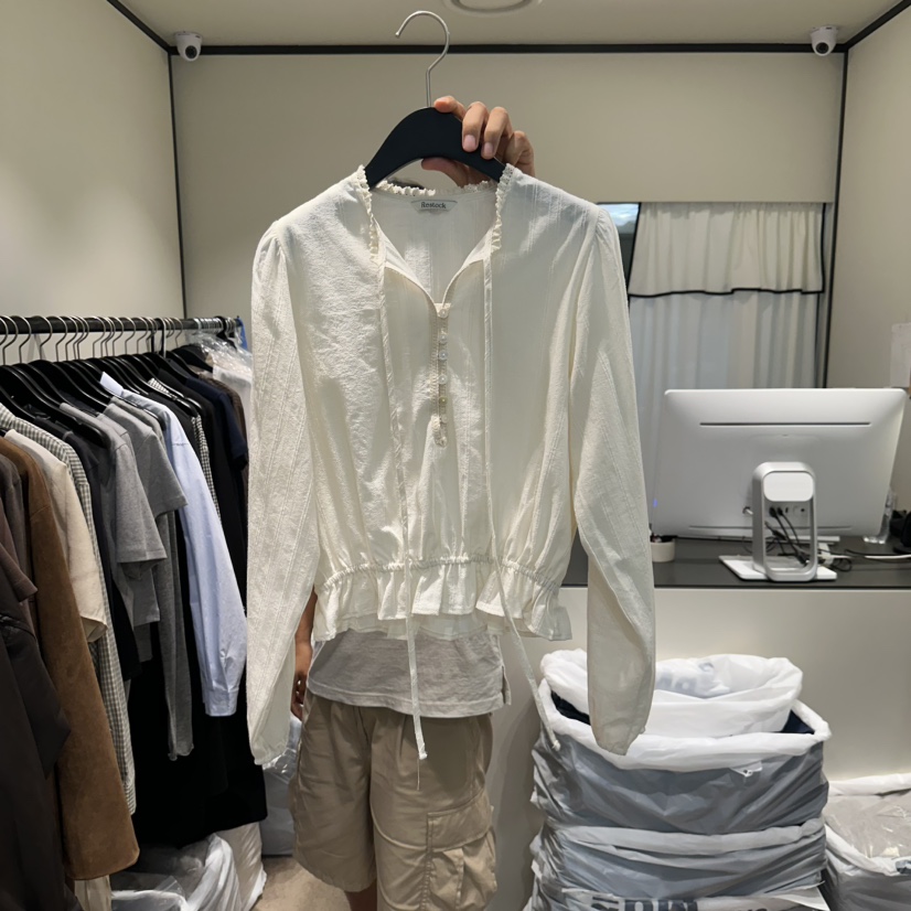 RE STOCK東大門㊣直郵女裝新品人氣熱賣真品職業襯衫蕾絲衫RE STOCK襯衫/蕾絲衫