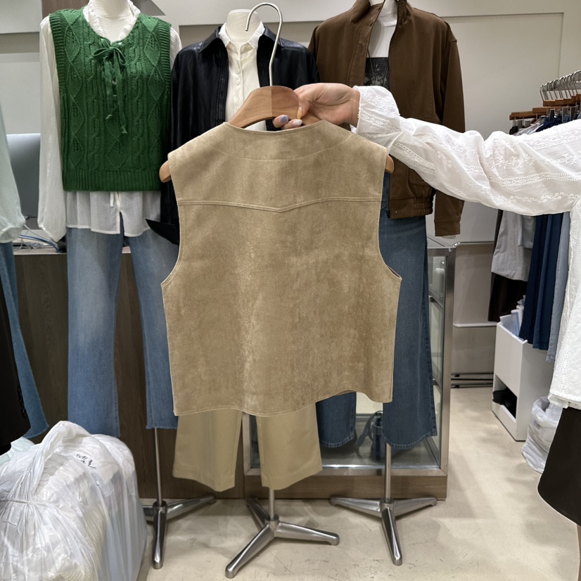 MELO東大門㊣代購女士新品時尚休閑人氣職業25秋冬馬甲絨面革MELO馬甲