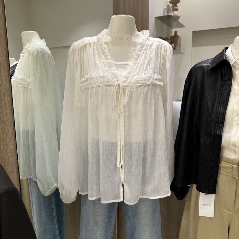 MELO東大門㊣代購女裝新品真品推薦時尚人氣襯衫蕾絲衫透明MELO襯衫/蕾絲衫