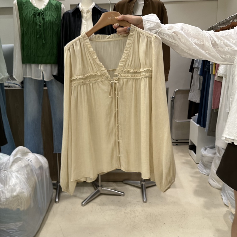 MELO東大門㊣代購女裝新品真品推薦時尚人氣襯衫蕾絲衫透明MELO襯衫/蕾絲衫圖色2