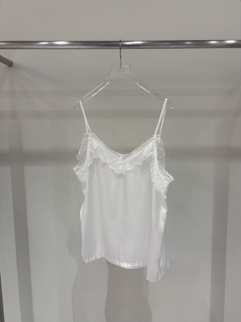 OKIE韓國代購㊣女裝新品真品25秋冬人氣休閑吊帶背心蕾絲絲綢OKIE吊帶/背心圖色1
