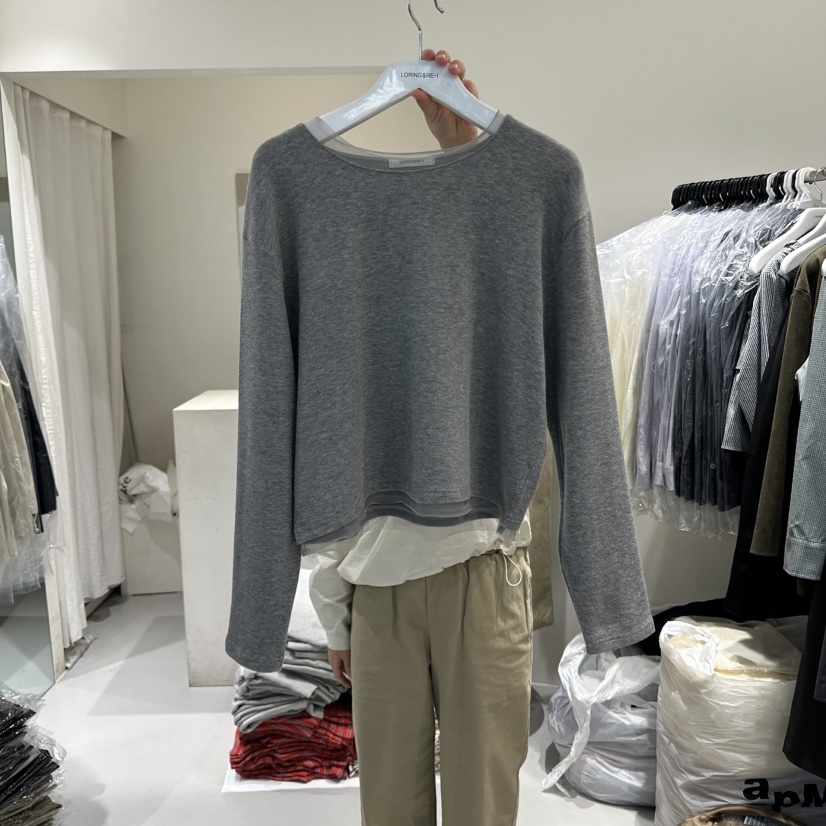 LORING RE I東大門㊣直郵女士新品真品時尚25秋冬長袖T恤LORING RE-I/BARE長袖T恤圖色2