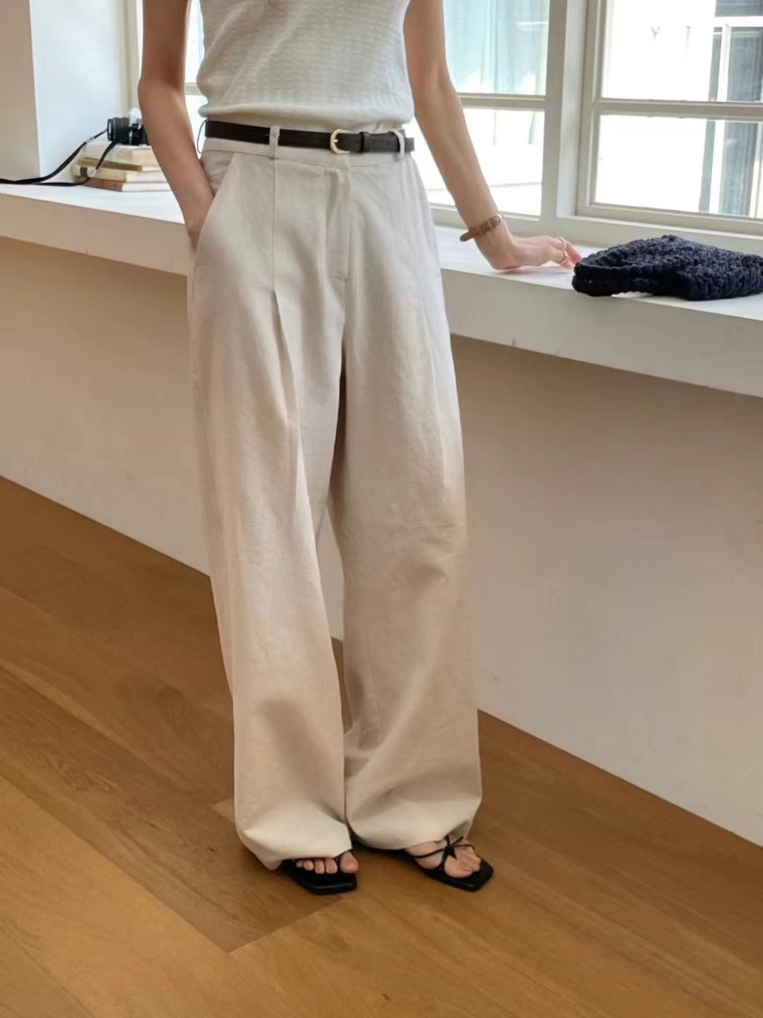 SOMETHINGELSE東大門㊣直郵女士新款職業時尚休閑褲不含腰帶SOMETHINGELSE休閑褲圖色3