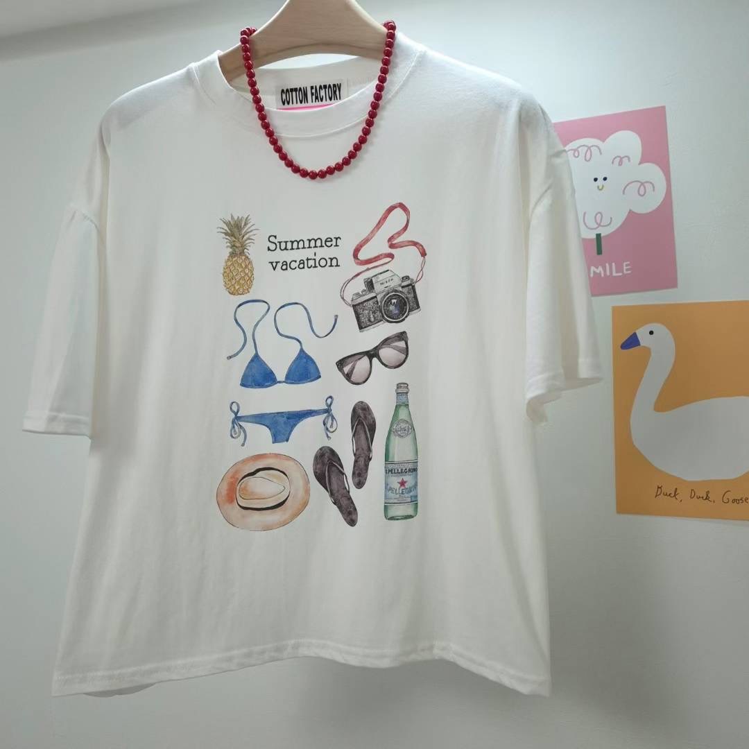 COTTONFACTORY韓國代購㊣女裝新品休閑職業推薦時尚熱賣T恤COTTONFACTORYT恤圖色1