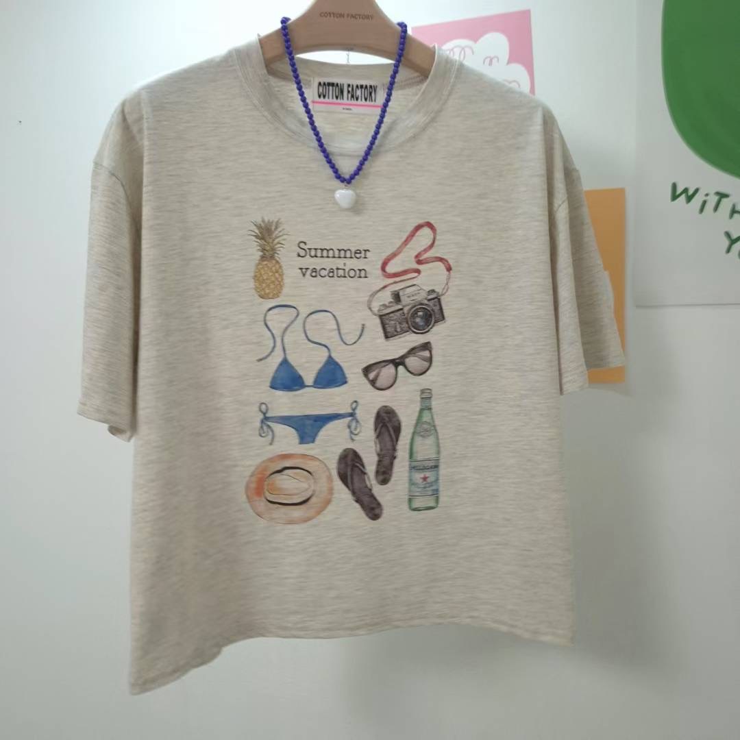 COTTONFACTORY韓國代購㊣女裝新品休閑職業推薦時尚熱賣T恤COTTONFACTORYT恤圖色2