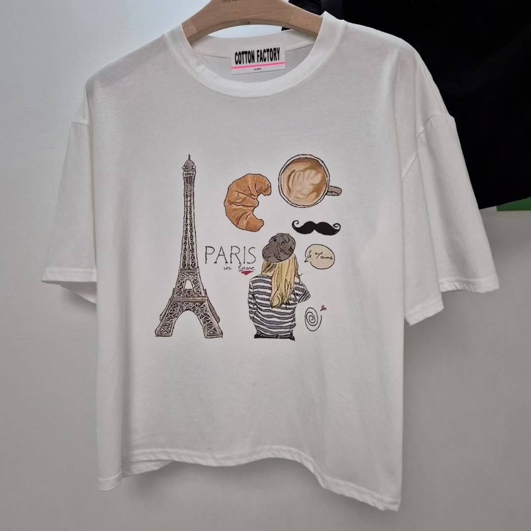 COTTONFACTORY韓國代購㊣女裝新品25秋冬人氣時尚休閑推薦T恤COTTONFACTORYT恤圖色1