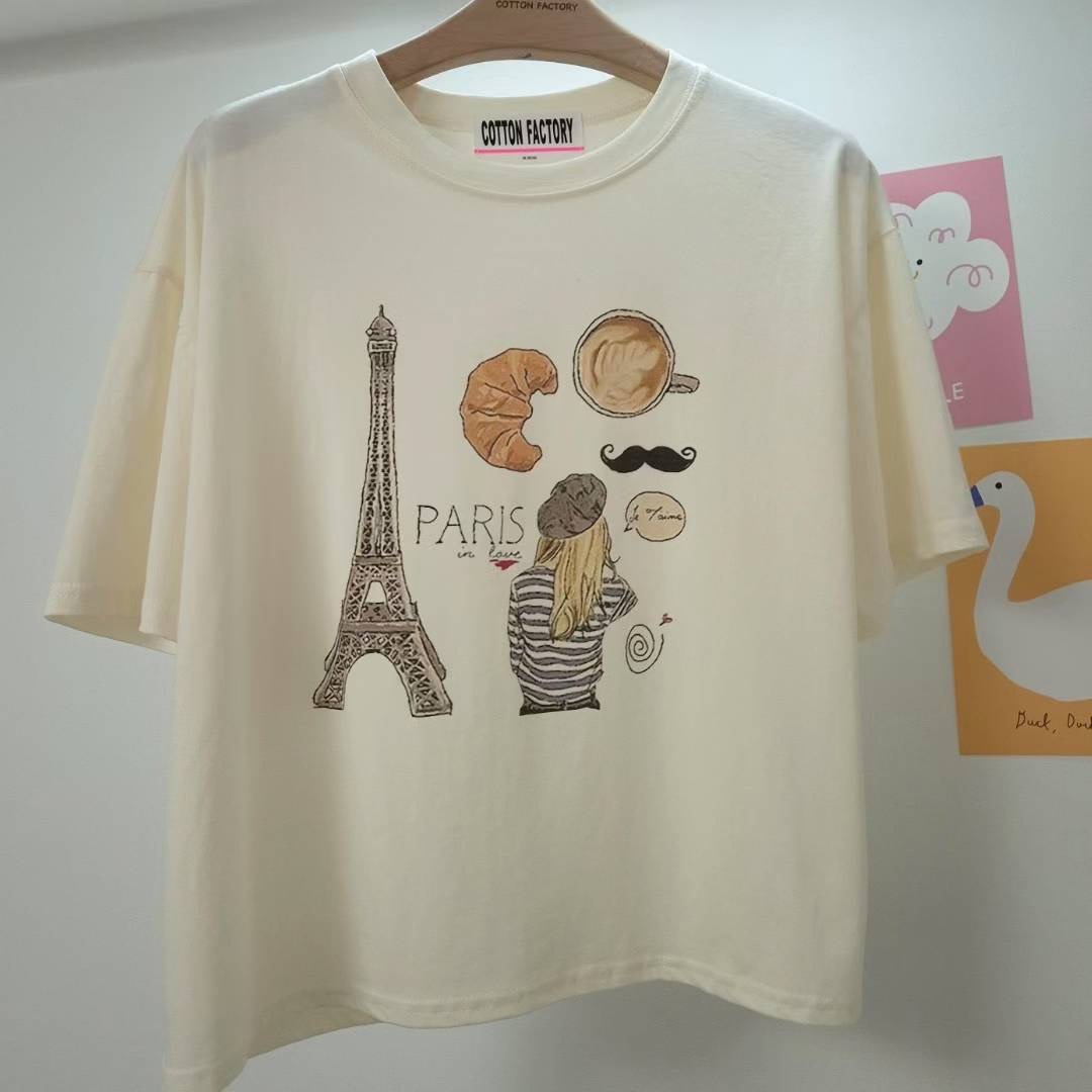 COTTONFACTORY韓國代購㊣女裝新品25秋冬人氣時尚休閑推薦T恤COTTONFACTORYT恤圖色2