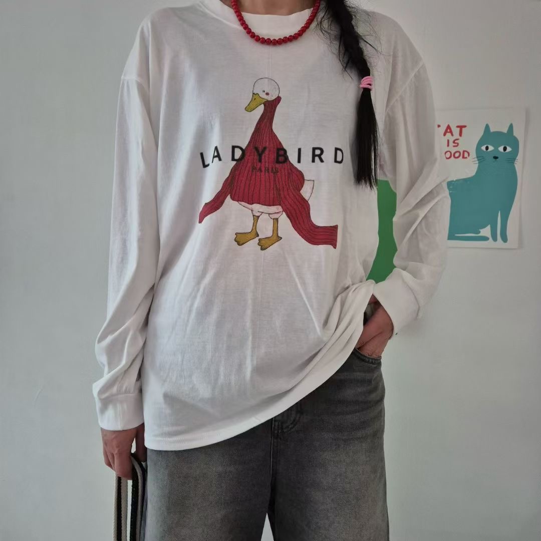 COTTONFACTORY韓國代購㊣女士新品時尚25秋冬休閑人氣長袖T恤COTTONFACTORY長袖T恤圖色2