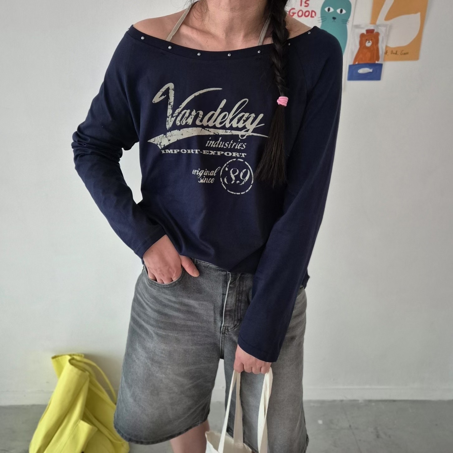 COTTONFACTORY韓國代購㊣女裝新款真品人氣熱賣長袖T恤船領COTTONFACTORY長袖T恤圖色2