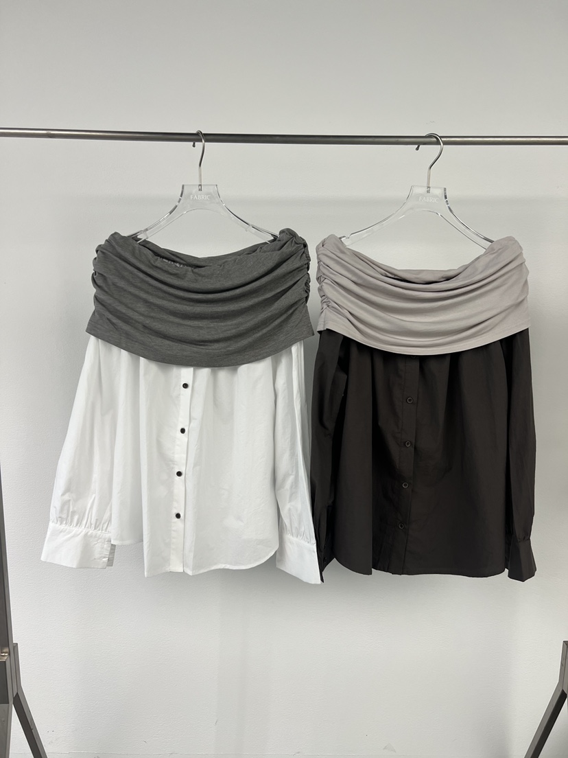 FABRIC韓國代購㊣女士新品休閑職業人氣真品時尚襯衫蕾絲衫FABRIC襯衫/蕾絲衫