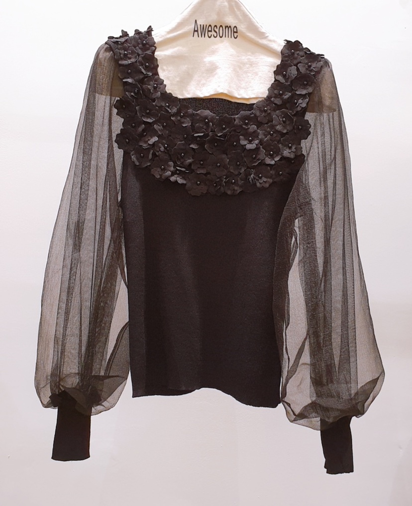 AWESOME-P東大門㊣實拍女士新款25秋冬真品休閑襯衫蕾絲衫AWESOME-P襯衫/蕾絲衫圖色2