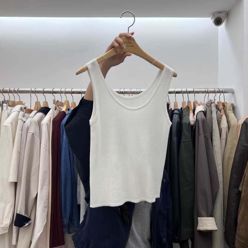 DRESS ROOM東大門㊣直郵女裝新品推薦休閑職業吊帶背心羊絨DRESS ROOM吊帶/背心圖色1