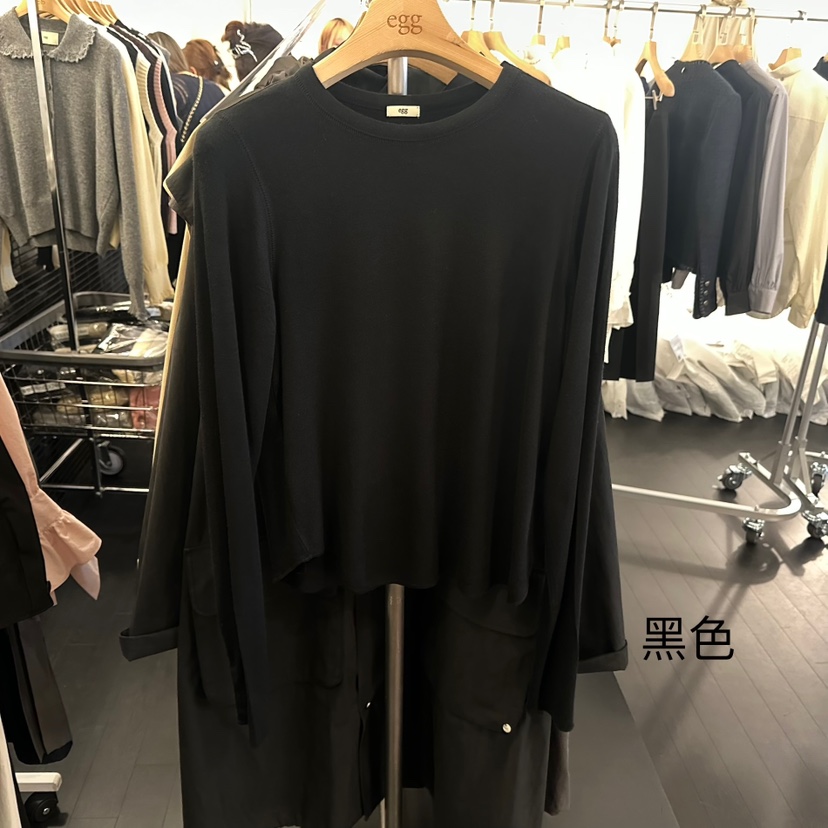 EGG東大門㊣實拍女裝新品真品推薦職業休閑人氣長袖T恤羊毛EGG-訂貨周期長長袖T恤圖色2
