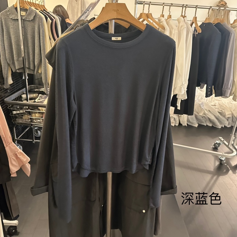 EGG東大門㊣實拍女裝新品真品推薦職業休閑人氣長袖T恤羊毛EGG-訂貨周期長長袖T恤圖色4
