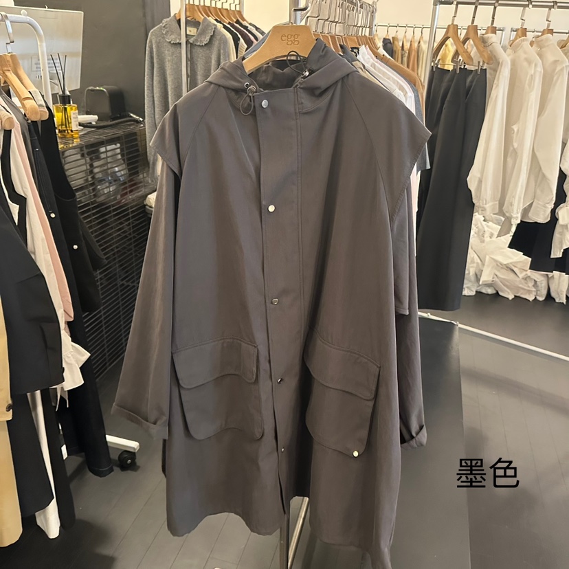 EGG韓國直郵㊣女裝新款真品時尚25秋冬熱賣職業人氣長款風衣EGG-訂貨周期長長款風衣圖色2