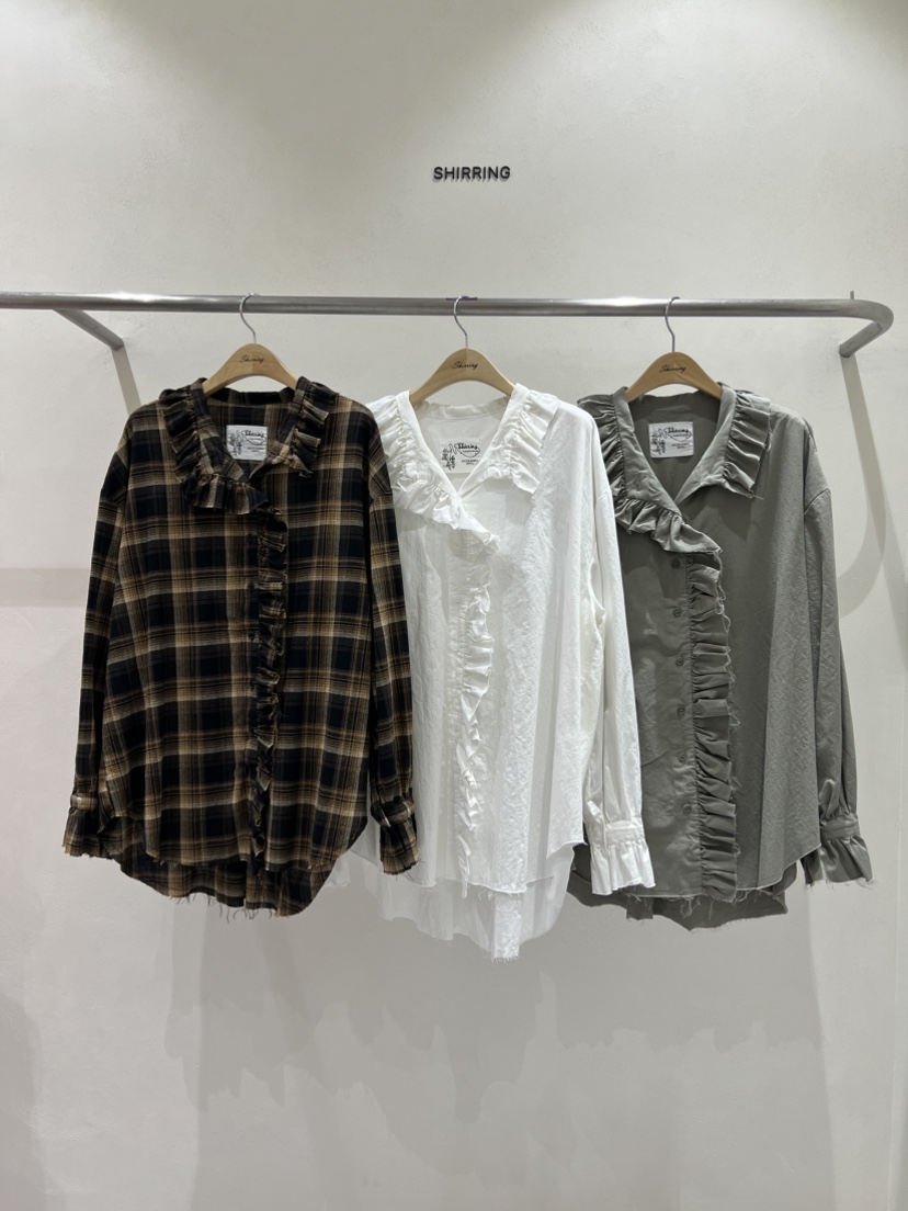 SHIRRING韓國直郵㊣女裝新款休閑時尚25秋冬熱賣襯衫蕾絲衫SHIRRING襯衫/蕾絲衫