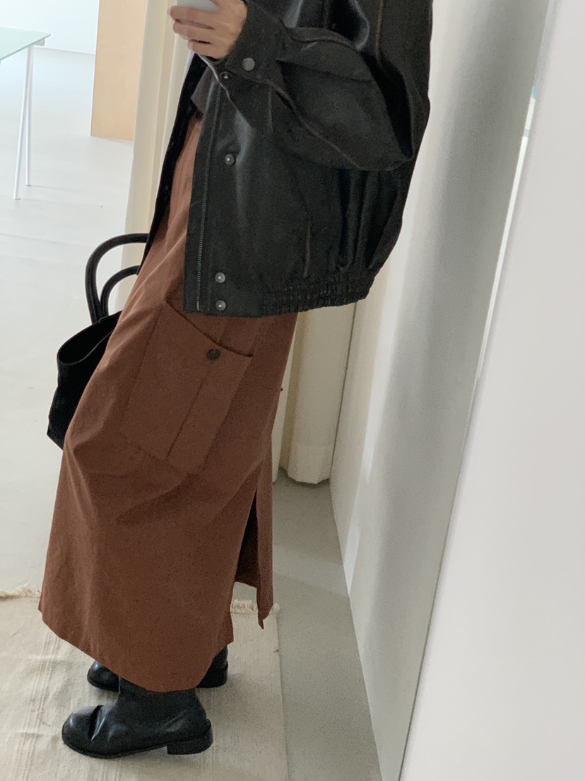 OVER RICH韓國直郵㊣女裝新品時尚職業休閑熱賣25秋冬長裙口袋OVER RICH長裙
