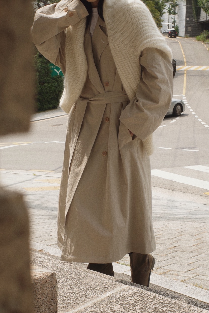 OVER RICH東大門㊣代購女裝新品25秋冬休閑時尚熱賣長款風衣OVER RICH長款風衣