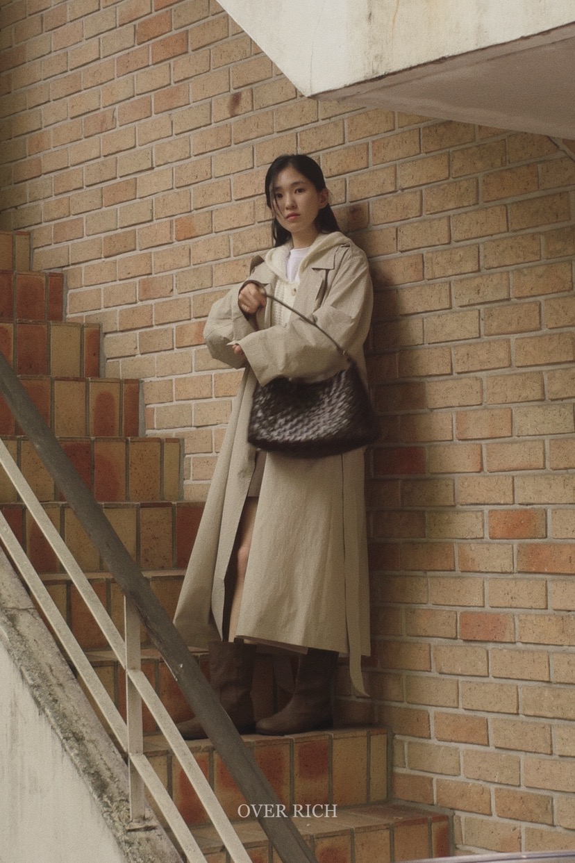 OVER RICH東大門㊣代購女裝新品25秋冬休閑時尚熱賣長款風衣OVER RICH長款風衣