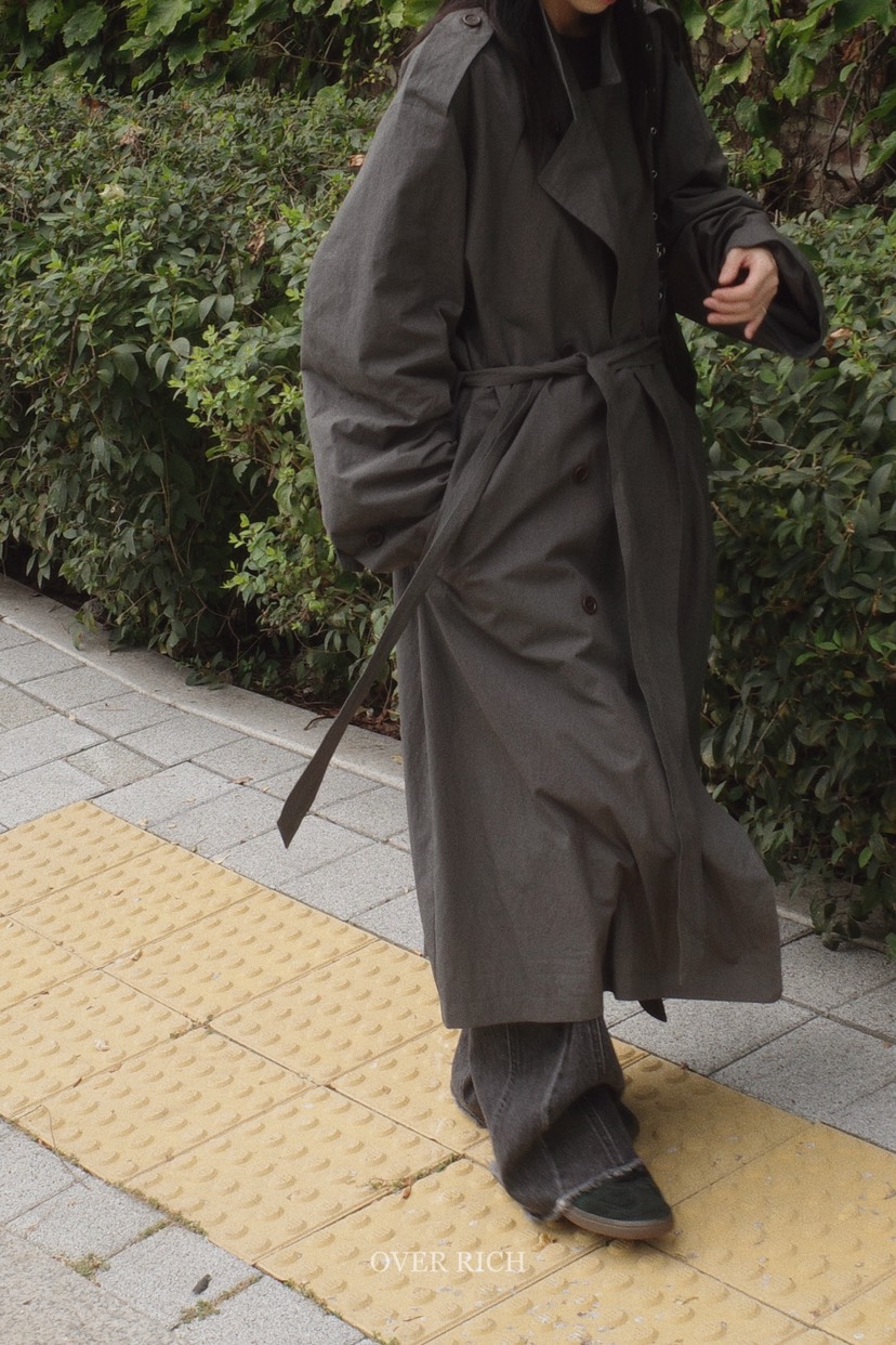 OVER RICH東大門㊣代購女裝新品25秋冬休閑時尚熱賣長款風衣OVER RICH長款風衣