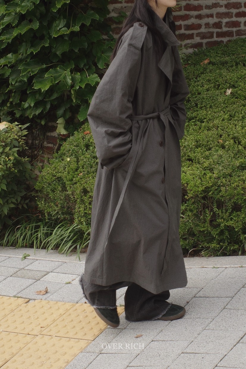 OVER RICH東大門㊣代購女裝新品25秋冬休閑時尚熱賣長款風衣OVER RICH長款風衣