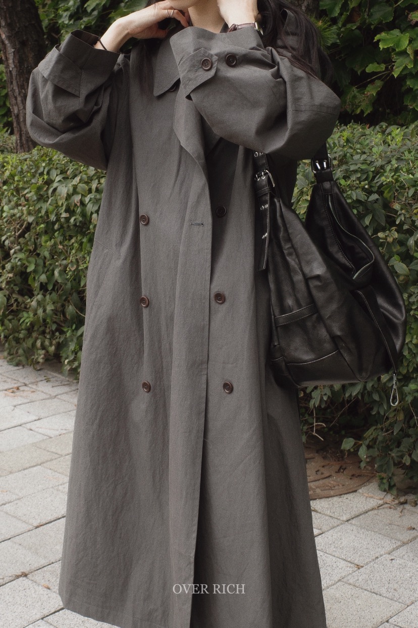 OVER RICH東大門㊣代購女裝新品25秋冬休閑時尚熱賣長款風衣OVER RICH長款風衣