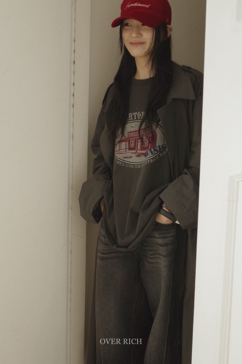 OVER RICH東大門㊣代購女裝新品25秋冬休閑時尚熱賣長款風衣OVER RICH長款風衣