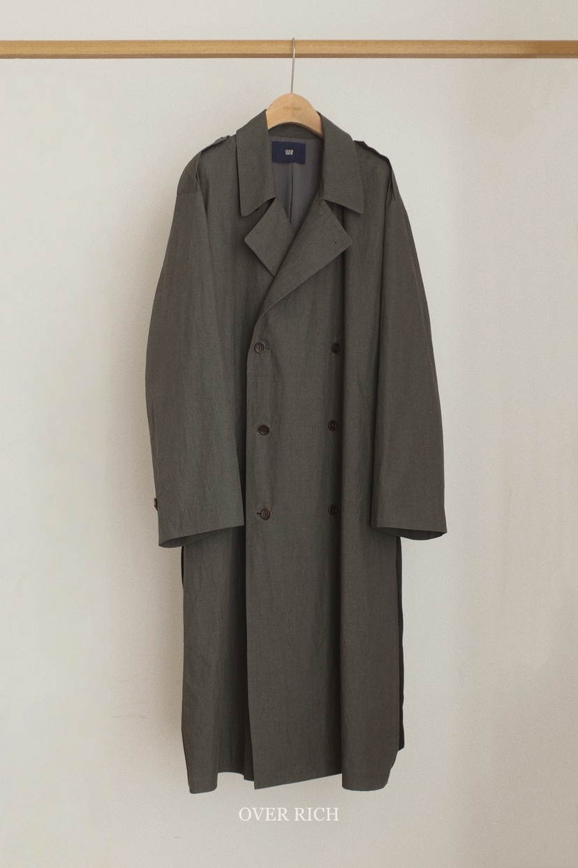 OVER RICH東大門㊣代購女裝新品25秋冬休閑時尚熱賣長款風衣OVER RICH長款風衣圖色2