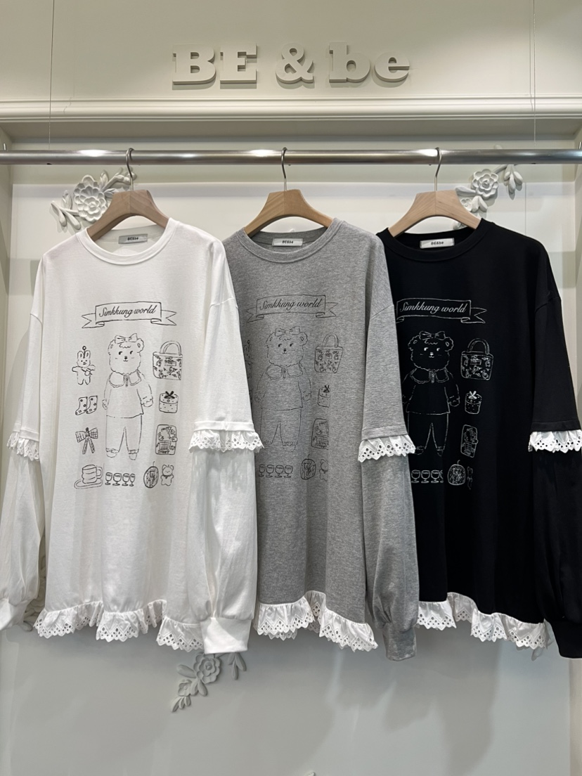 BE&BE韓國直郵㊣女裝新款職業真品時尚休閑推薦長袖T恤BE&be長袖T恤