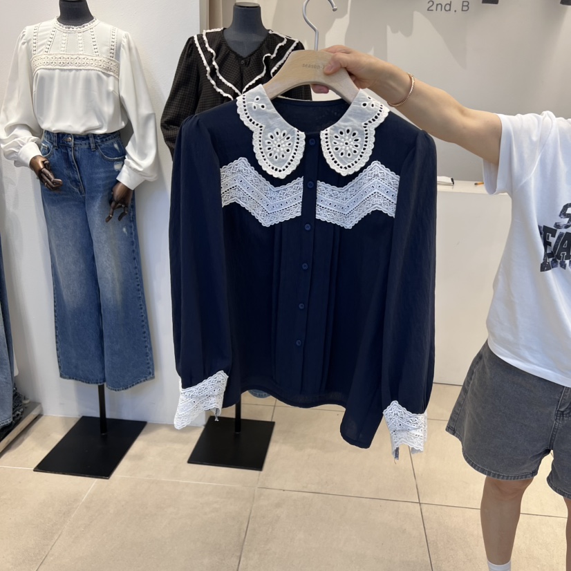 2nd B-S韓國代購㊣女裝新款休閑推薦時尚熱賣真品襯衫蕾絲衫2nd B-S襯衫/蕾絲衫