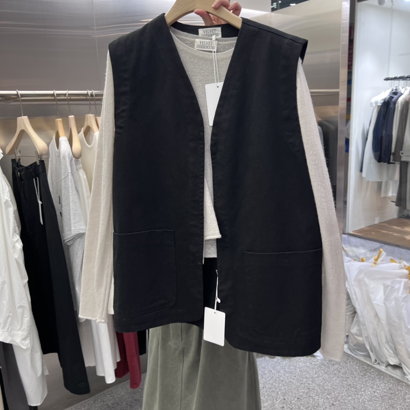 VELVET UNDERGROUND東大門㊣代購女士新品25秋冬馬甲不含內搭拉鏈棉質VELVET UNDERGROUND馬甲
