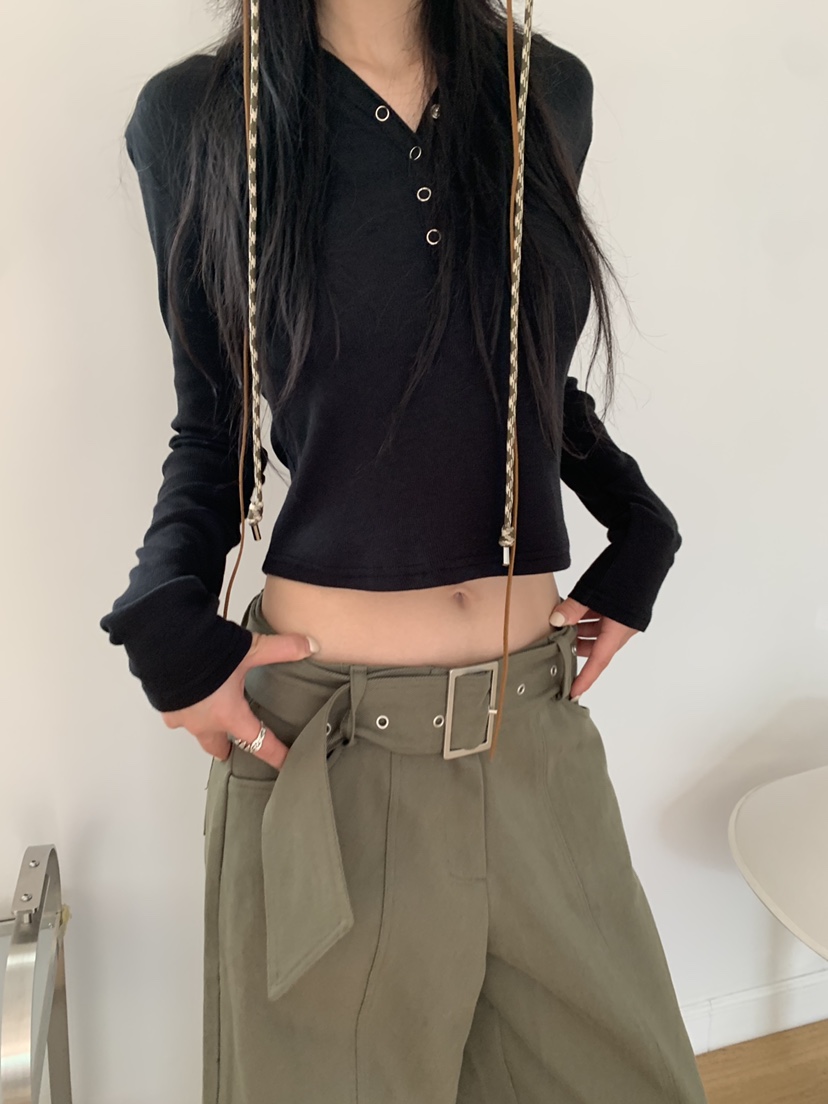 EYEL韓國直郵㊣女士新品休閑人氣職業時尚推薦長袖T恤連帽衫EYEL長袖T恤