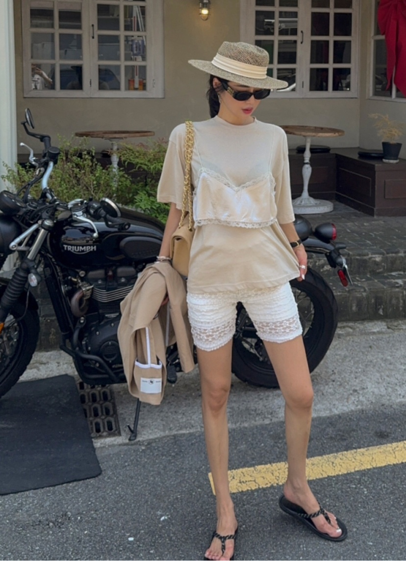 LIKEVAM（不代購）韓國代購㊣女裝新品人氣打底褲鯊魚褲緊身褲蕾絲LIKEVAM打底褲/鯊魚褲