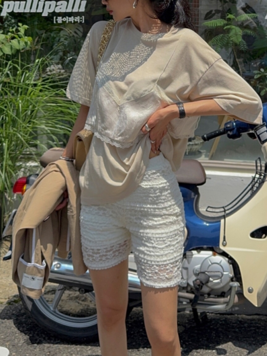 LIKEVAM（不代購）韓國代購㊣女裝新品人氣打底褲鯊魚褲緊身褲蕾絲LIKEVAM打底褲/鯊魚褲