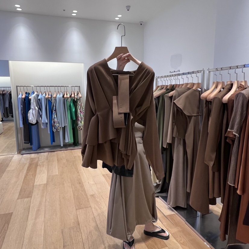 VAN NZILL韓國代購㊣女士新品推薦時尚25秋冬襯衫蕾絲衫含腰帶VAN NZILL襯衫/蕾絲衫