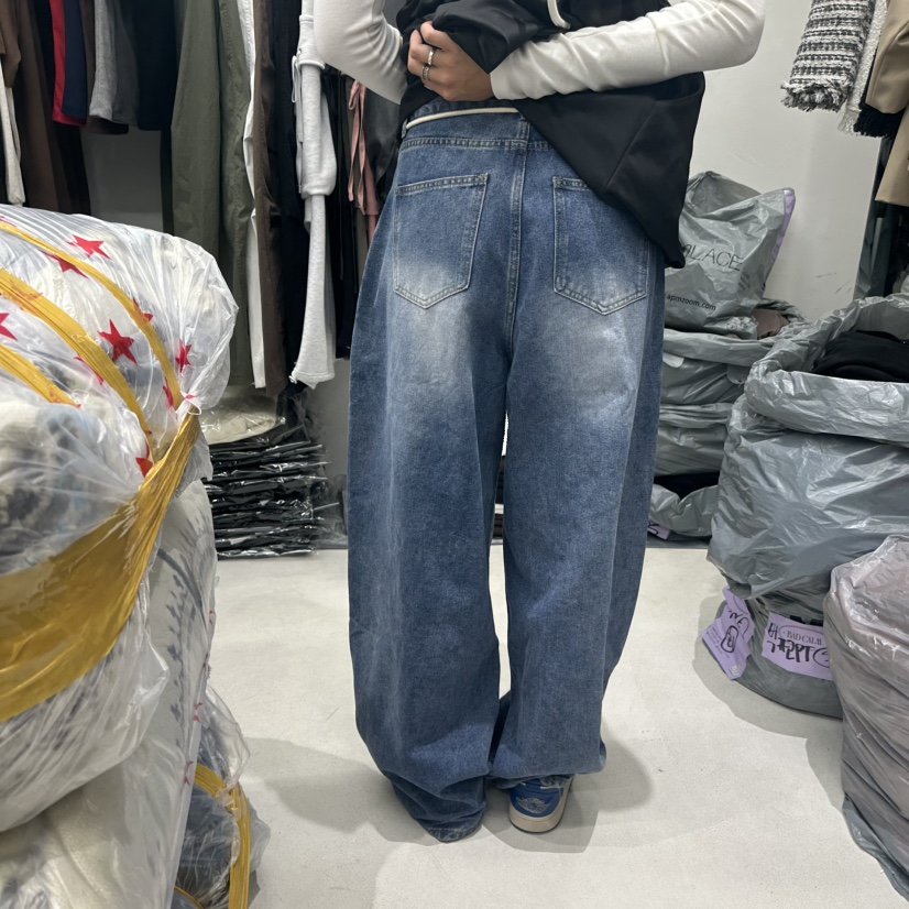 BADCALM韓國代購㊣女裝新款推薦人氣真品時尚職業休閑牛仔褲BADCALM牛仔褲