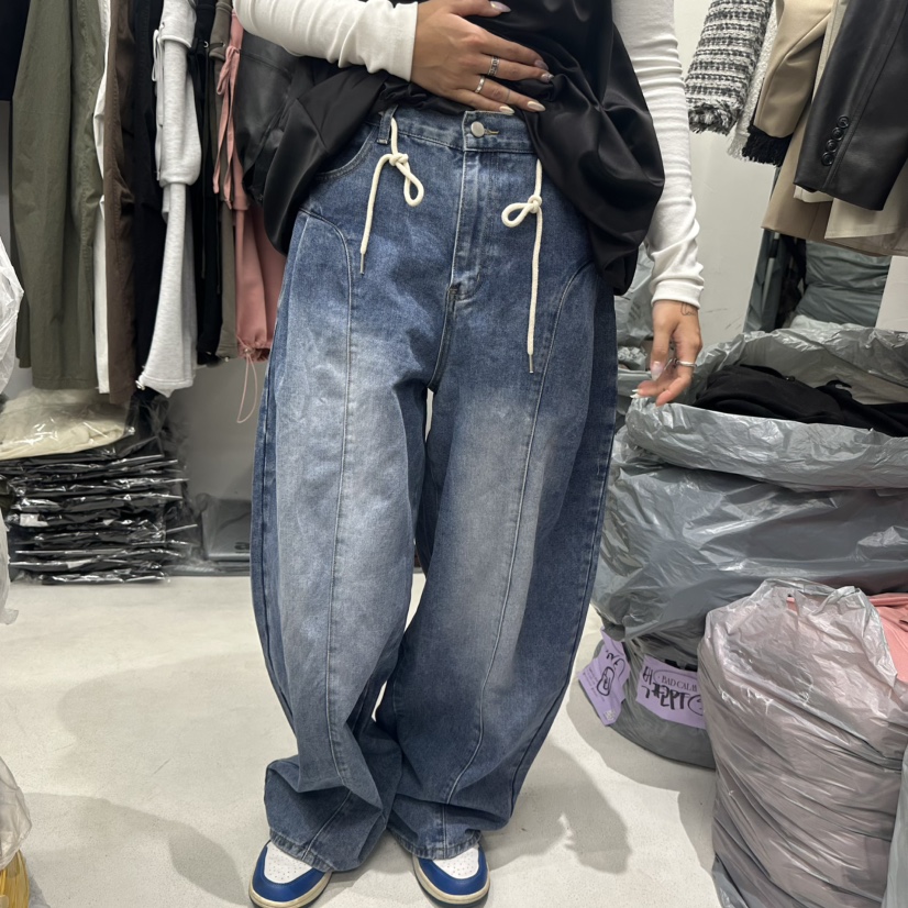 BADCALM韓國代購㊣女裝新款推薦人氣真品時尚職業休閑牛仔褲BADCALM牛仔褲