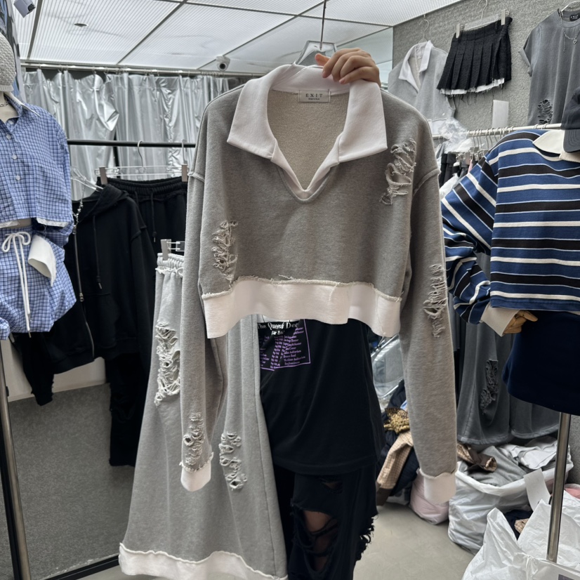EXIT韓國代購㊣女士新品推薦真品人氣職業休閑熱賣衛衣復古EXIT衛衣