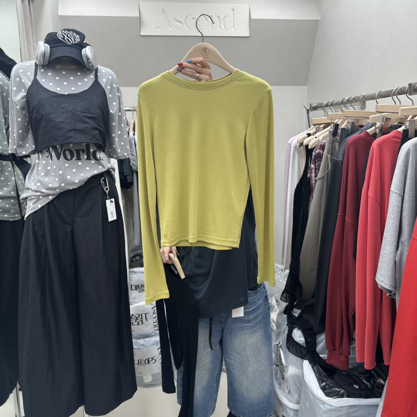 ASCEND韓國直郵㊣女裝新款推薦25秋冬真品職業人氣熱賣長袖T恤ASCEND長袖T恤圖色3