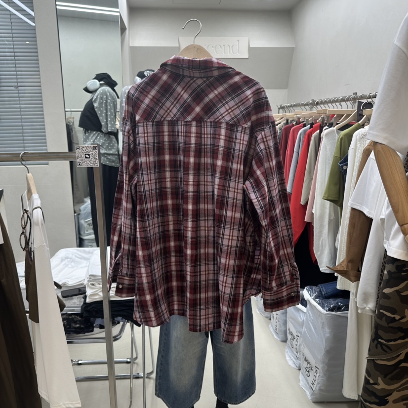 ASCEND東大門㊣直郵女士新品人氣休閑職業熱賣襯衫蕾絲衫格紋ASCEND襯衫/蕾絲衫